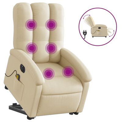 vidaXL Electric Stand up Massage Recliner Chair Cream Fabric