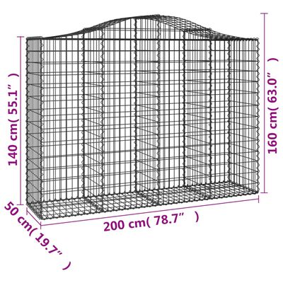 vidaXL Arched Gabion Baskets 4 pcs 78.7"x19.7"x55.1"/63" Galvanized Iron