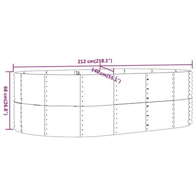 vidaXL Garden Raised Bed Gray 83.5"x55.1"x26.8" Powder-coated Steel