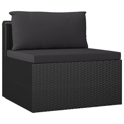 vidaXL 11 Piece Patio Lounge Set with Cushions Poly Rattan Black