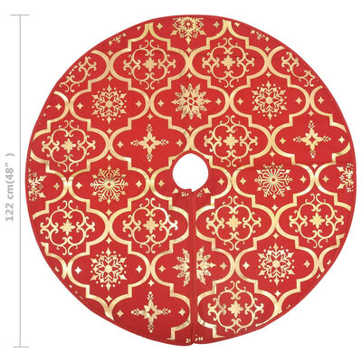 vidaXL Luxury Christmas Tree Skirt with Sock Red 4 ft Fabric