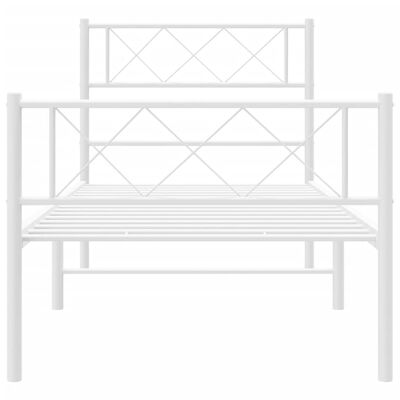 vidaXL Metal Bed Frame without Mattress with Footboard White 39.4"x78.7"