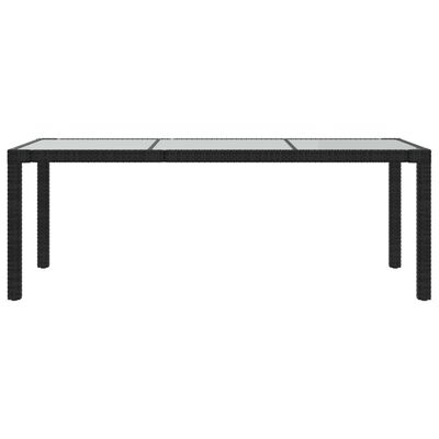 vidaXL Patio Table Black 74.8"x35.4"x29.5" Tempered Glass and Poly Rattan