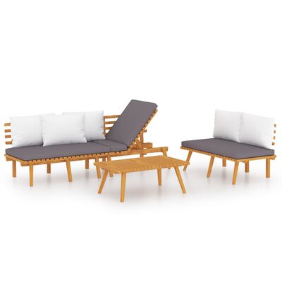 vidaXL 3 Piece Patio Lounge Set with Cushions Solid Acacia Wood