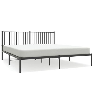 vidaXL Metal Bed Frame without Mattress with Headboard Black 72"x83.9"