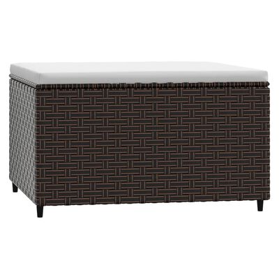 vidaXL Patio Footrest with Cushion Brown Poly Rattan