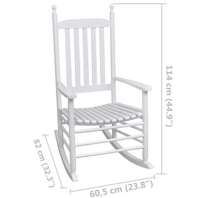 vidaXL Rocking Chair with Curved Seat White Wood