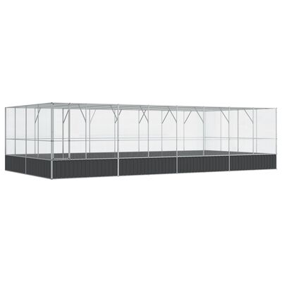 vidaXL Aviary with Extension Silver 327.6"x163"x83.5" Steel