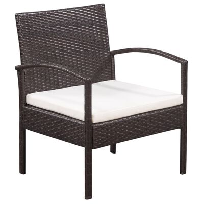 vidaXL 5 Piece Patio Lounge Set with Cushions Poly Rattan Brown