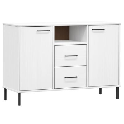 vidaXL Sideboard with Metal Legs White 44.5"x15.7"x30.3" Solid Wood OSLO