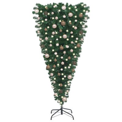 vidaXL Upside-down Artificial Pre-lit Christmas Tree with Ball Set 94.5"