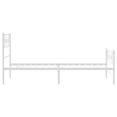 vidaXL Metal Bed Frame with Headboard and Footboard White 39.4"x78.7"