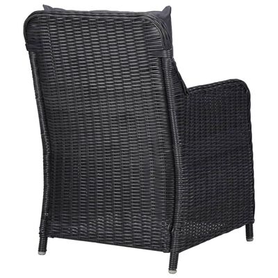 vidaXL Patio Chairs 2 pcs with Cushions Poly Rattan Black