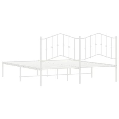 vidaXL Metal Bed Frame with Headboard White 72"x83.9" California King