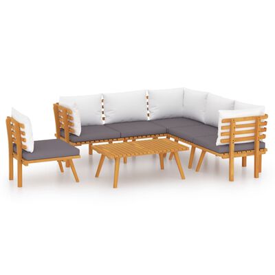 vidaXL 7 Piece Patio Lounge Set with Cushions Solid Acacia Wood