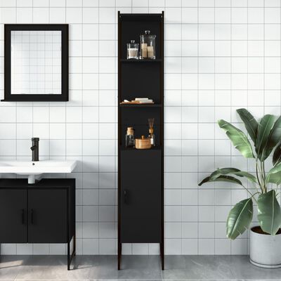 vidaXL Bathroom Cabinet Black 13"x13"x73" Engineered Wood