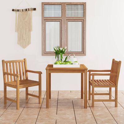 vidaXL 3 Piece Patio Dining Set Solid Teak Wood