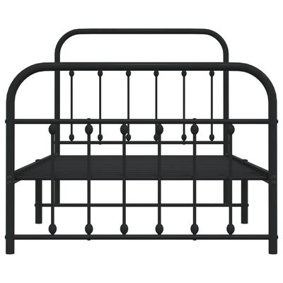 vidaXL Metal Bed Frame without Mattress with Footboard Black 39.4"x74.8"