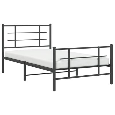 vidaXL Metal Bed Frame without Mattress with Footboard Black 39.4"x78.7"