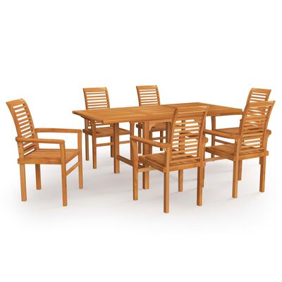 vidaXL 7 Piece Patio Dining Set Solid Teak Wood