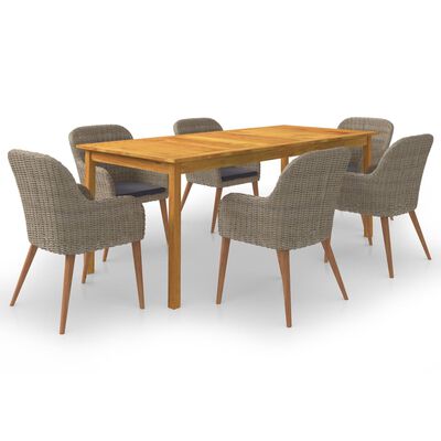 vidaXL 7 Piece Patio Dining Set Brown