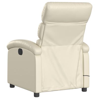 vidaXL Massage Recliner Chair Cream Faux Leather