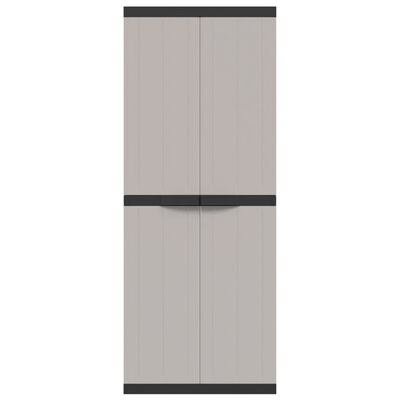 vidaXL Outdoor Storage Cabinet Gray and Black 25.6"x14.6"x65" PP