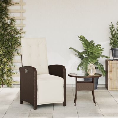 vidaXL Reclining Patio Chair with Footrest Brown Poly Rattan