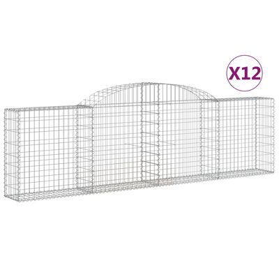 vidaXL Arched Gabion Baskets 12 pcs 118.1"x11.8"x31.5"/39.4" Galvanized Iron