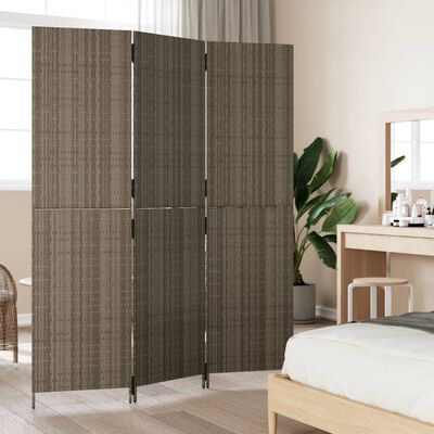 vidaXL Room Divider 3 Panels Gray Poly Rattan