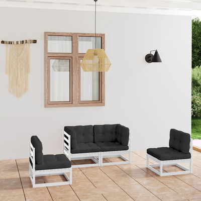 vidaXL 4 Piece Patio Lounge Set with Cushions Solid Wood Pine