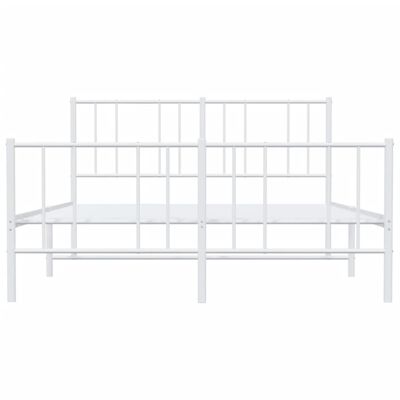 vidaXL Metal Bed Frame without Mattress with Footboard White 53.1"x74.8"