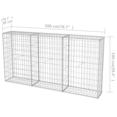 vidaXL Gabion Basket Galvanized Steel 78.7"x11.8"x39.4"