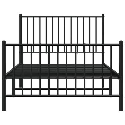 vidaXL Metal Bed Frame without Mattress with Footboard Black 39.4"x74.8"