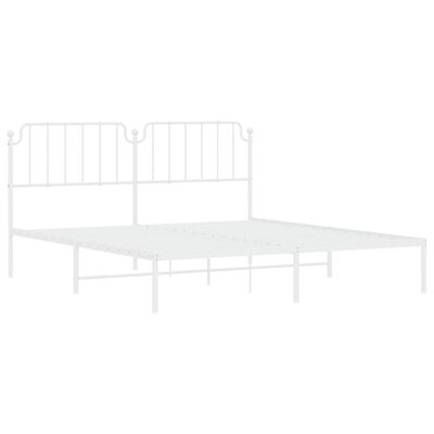 vidaXL Metal Bed Frame without Mattress with Headboard White 72"x83.9"