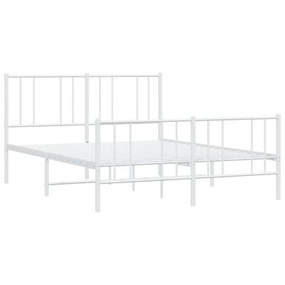 vidaXL Metal Bed Frame without Mattress with Footboard White 53.1"x74.8"