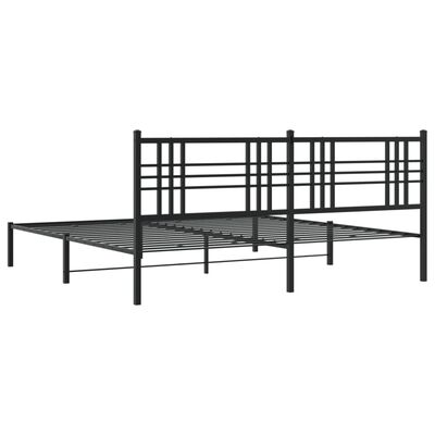 vidaXL Metal Bed Frame without Mattress with Headboard Black 76"x79.9"