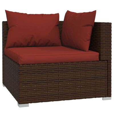 vidaXL 8 Piece Patio Lounge Set with Cushions Poly Rattan Brown