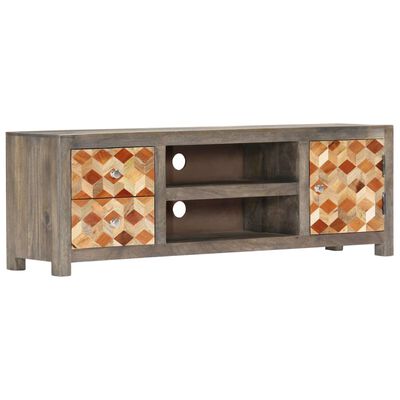 vidaXL TV Stand Gray 47.2"x11.8"x15.7" Solid Wood Mango