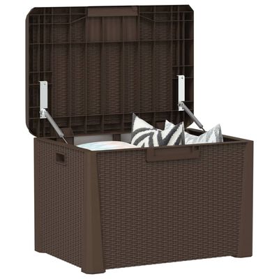 vidaXL Patio Storage Box with Seat Cushion Brown 33 gal PP