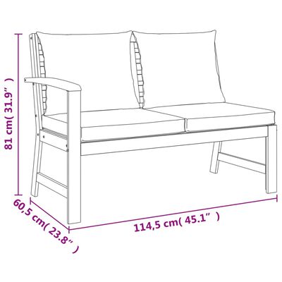 vidaXL 5 Piece Patio Dining Set with Cushions Solid Wood Acacia