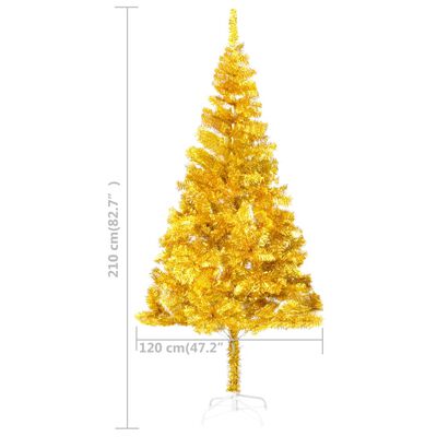 vidaXL Artificial Pre-lit Christmas Tree with Ball Set Gold 82.7" PET