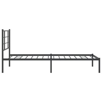 vidaXL Metal Bed Frame without Mattress with Headboard Black 39.4"x78.7"