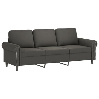 vidaXL 3-Seater Sofa with Pillows&Cushions Dark Gray 70.9" Velvet