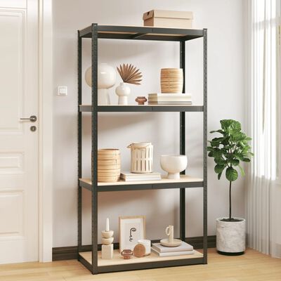 vidaXL 4-Layer Storage Shelf Anthracite Steel&Engineered Wood