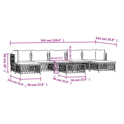 vidaXL 8 Piece Patio Lounge Set with Cushions Anthracite Steel