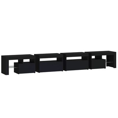 vidaXL TV Stand with LED Lights Black 102.4"x14.4"x15.7"