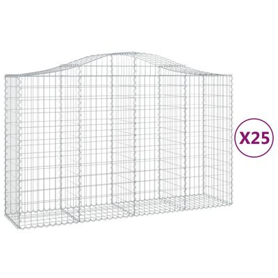 vidaXL Arched Gabion Baskets 25 pcs 78.7"x19.7"x47.2"/55.1" Galvanized Iron