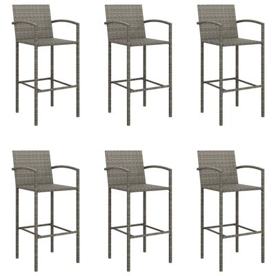 vidaXL 7 Piece Patio Bar Set Gray Poly Rattan