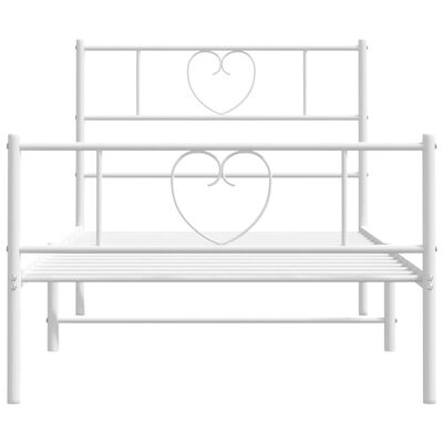 vidaXL Metal Bed Frame without Mattress with Footboard White 39.4"x74.8"